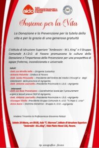 Scopri di più sull'articolo “Insieme per la Vita”: Aido e IISS “Ambrosini- King” promuovono la cultura della donazione e della prevenzione