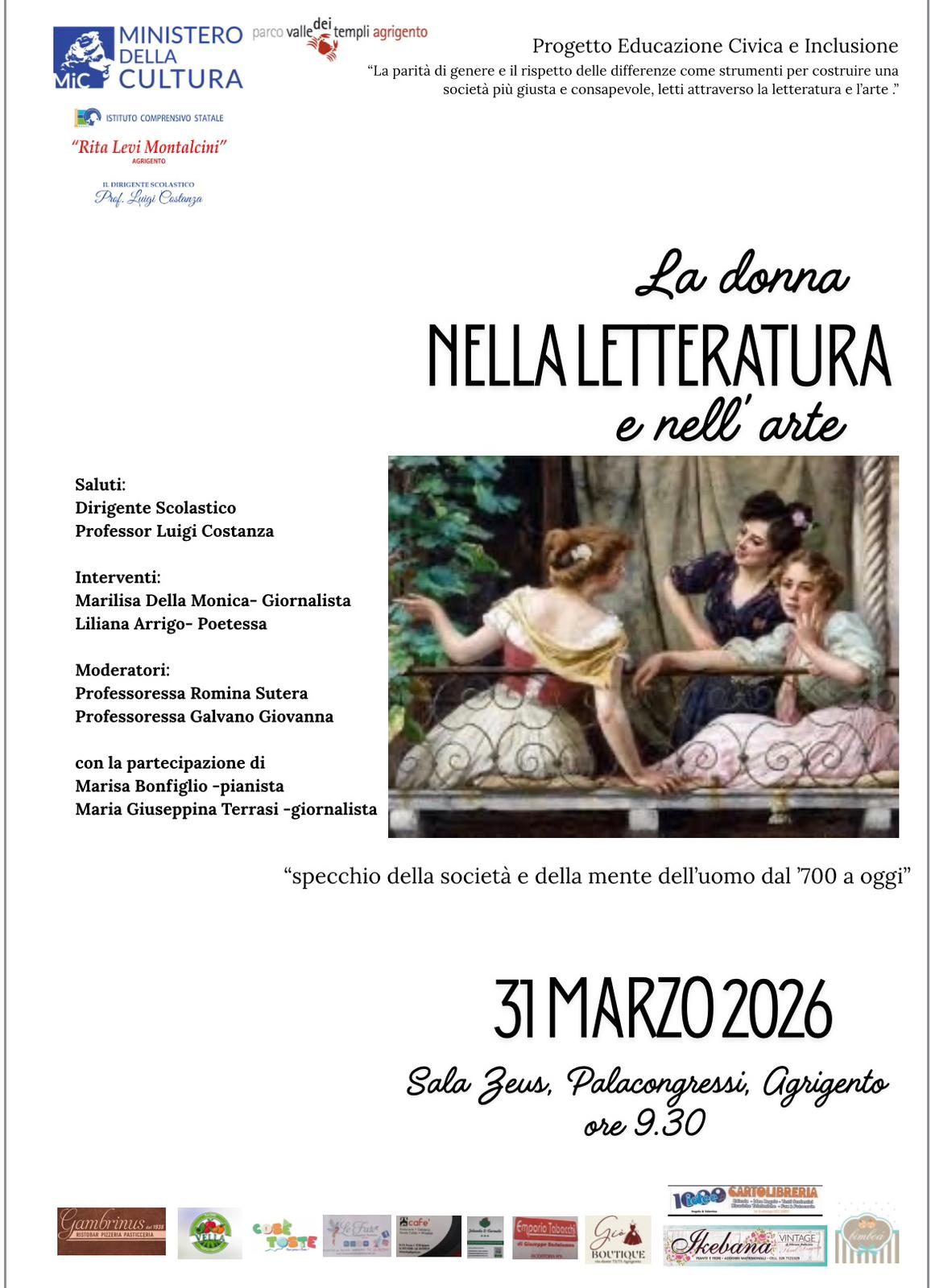 Al momento stai visualizzando Agrigento: al Montalcini un convegno su donna, letteratura e arte