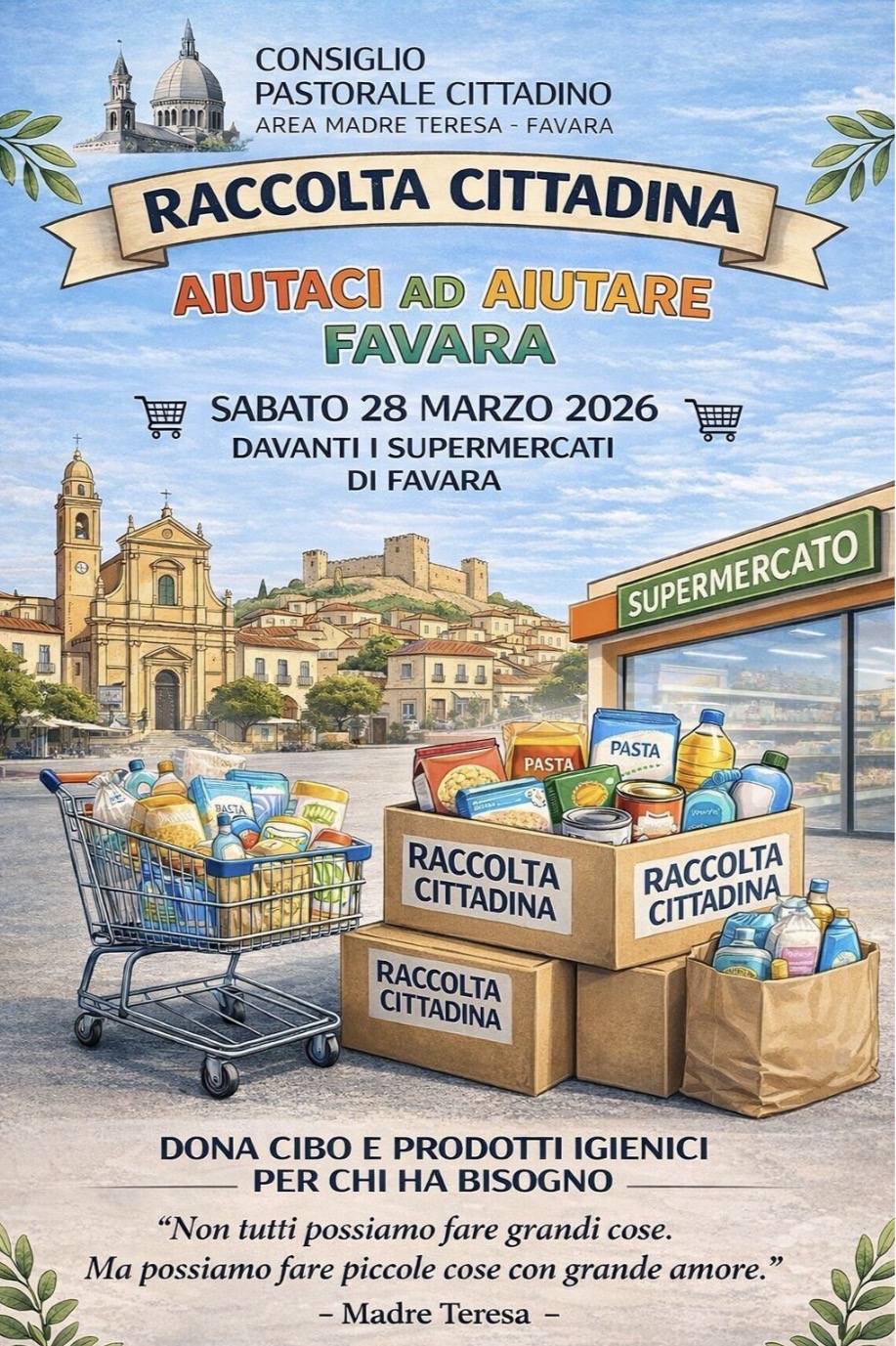 Scopri di più sull'articolo “Aiutaci ad Aiutare Favara”: Sabato 28 Marzo Raccolta Alimentare Cittadina davanti ai supermercati