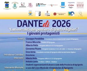 Scopri di più sull'articolo Agrigento, Giornata “Dantedì 2026”: incontro dibattito dal titolo “I giovani protagonisti”