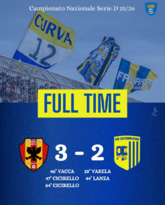 Scopri di più sull'articolo Igea Virtus-Castrum Favara 3-2: gialloblù rimontati a Barcellona Pozzo di Gotto