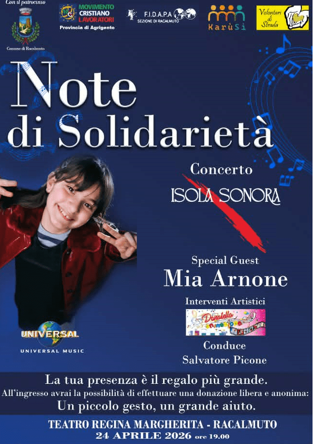 Al momento stai visualizzando Solidarietà in musica: il Teatro Regina Margherita di Racalmuto ospita l’evento