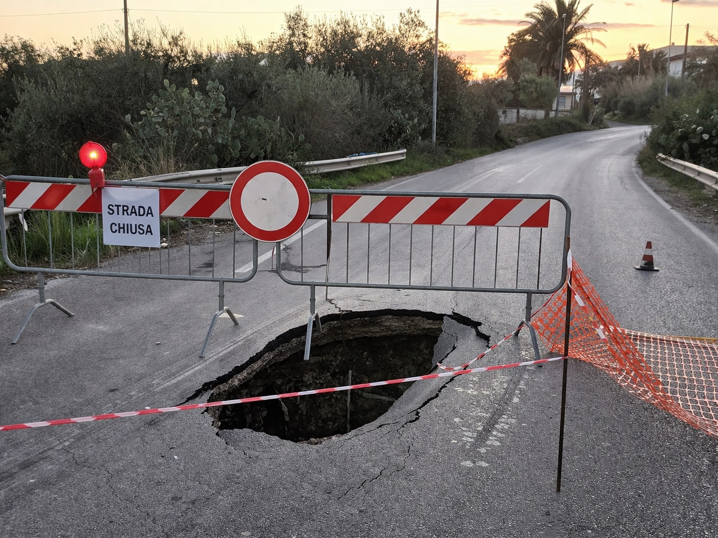Al momento stai visualizzando Cedimento stradale a Canicattì: chiusa la via in contrada Grotticelli