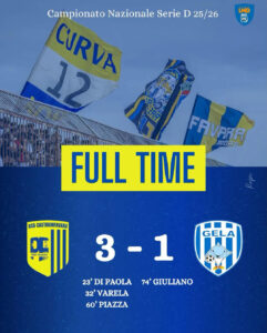 Scopri di più sull'articolo Castrum Favara conquista Gela 3-1 e si avvicina alla salvezza diretta