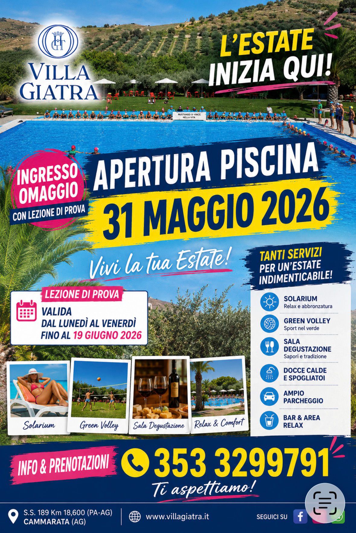 Al momento stai visualizzando Riapre la piscina di Villa Giatra a Cammarata: momenti da non perdere!