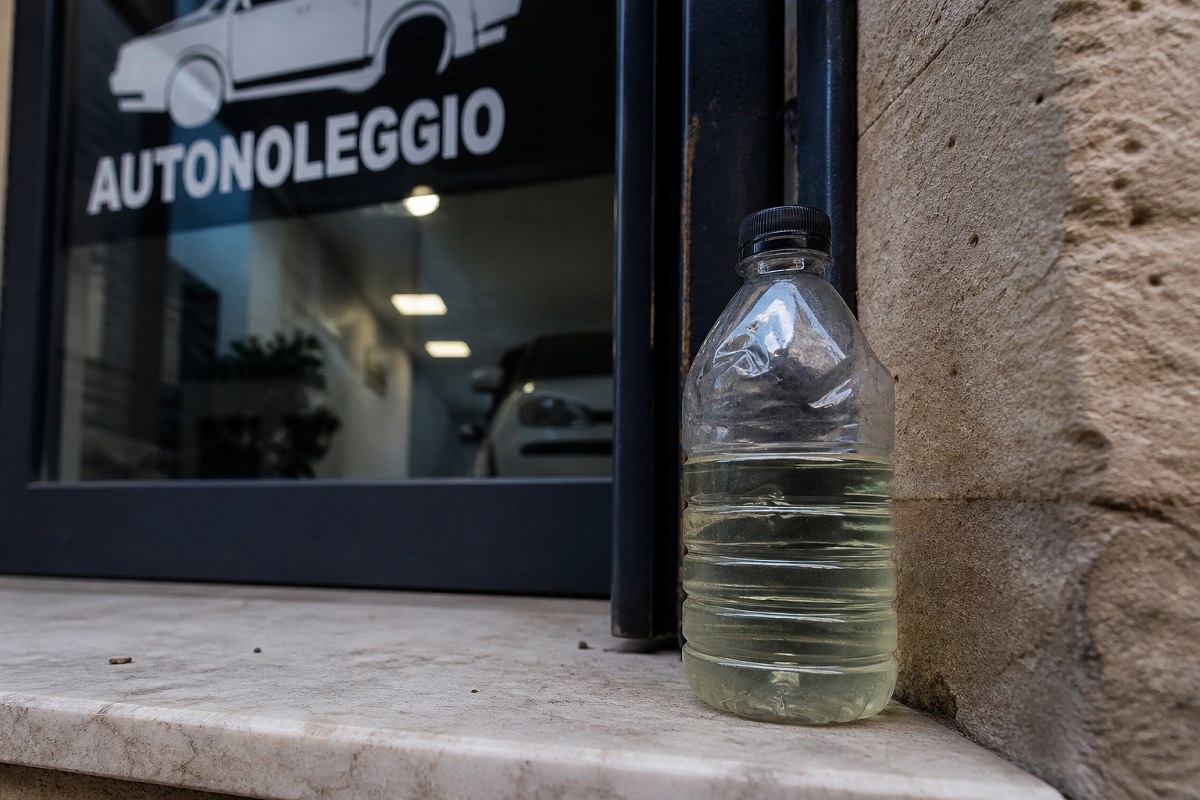 Al momento stai visualizzando Intimidazione a Raffadali: bottiglia di benzina davanti a un autonoleggio
