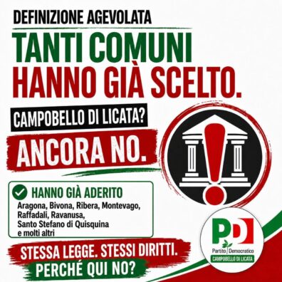 Al momento stai visualizzando Definizione agevolata a Campobello di Licata: il PD sollecita l’approvazione