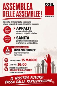 Scopri di più sull'articolo CGIL Agrigento lancia iniziativa popolare per riformare gli appalti sanitari