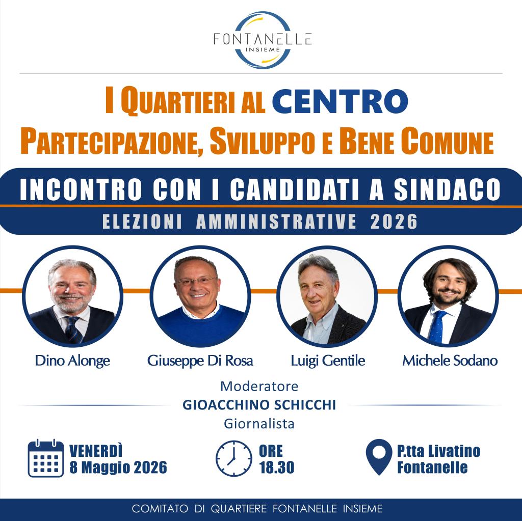 Al momento stai visualizzando Candidati sindaco a confronto: il Comitato Fontanelle organizza un dibattito