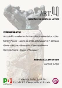 Scopri di più sull'articolo Il Circolo PD di Campobello di Licata discute il diritto al lavoro
