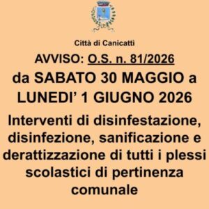 Scopri di più sull'articolo Scuole di Canicattì al sicuro: avviati interventi di disinfestazione e derattizzazione