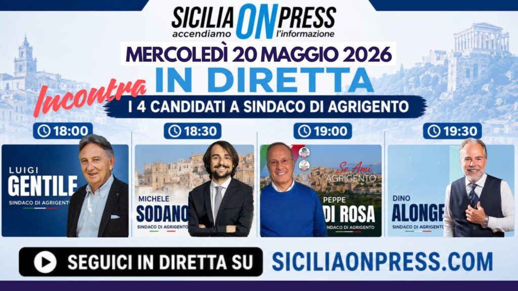 Scopri di più sull'articolo Mercoledì 20 maggio, Sicilia On Press in diretta con i candidati a sindaco di Agrigento