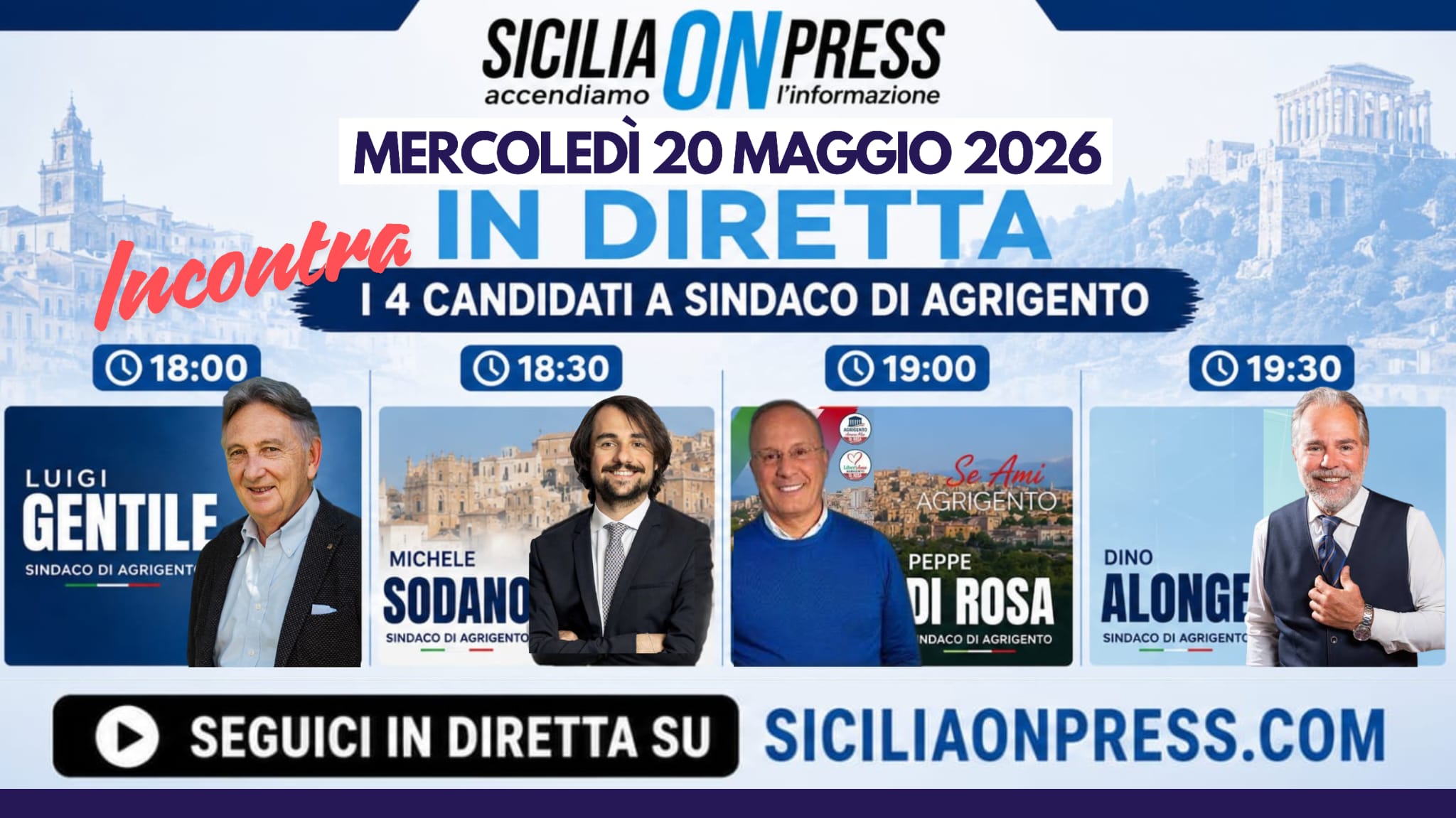 Al momento stai visualizzando Confronto tra i candidati a sindaco di Agrigento: il dibattito su Sicilia On Press