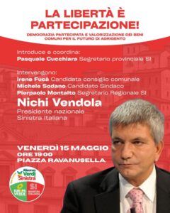 Scopri di più sull'articolo Nichi Vendola incontra i cittadini di Agrigento per la sua campagna