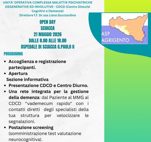 Al momento stai visualizzando Centro Diurno Alzheimer di Sciacca: giornata porte aperte il 21 maggio