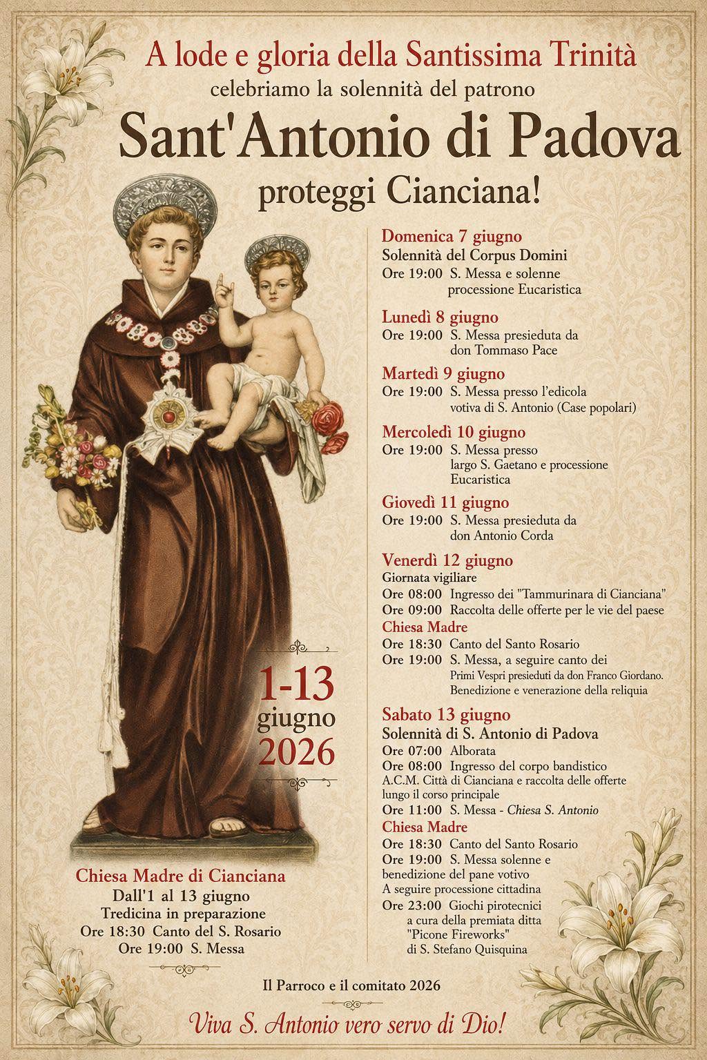 Al momento stai visualizzando Sant’Antonio: Cianciana celebra con una festa musicale anni ’90
