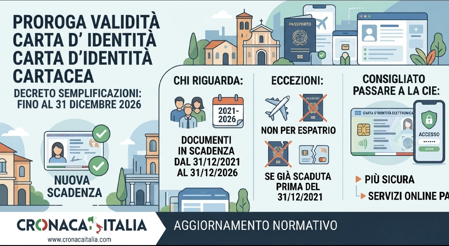 Al momento stai visualizzando Validità della carta d’identità cartacea estesa fino al 31 dicembre 2026
