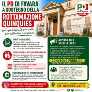 Scopri di più sull'articolo Favara, il PD sostiene la rottamazione quinquies: un’opportunità per tutti