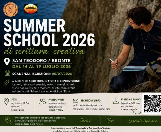Al momento stai visualizzando Terza edizione della Summer School di scrittura creativa tra Nebrodi ed Etna