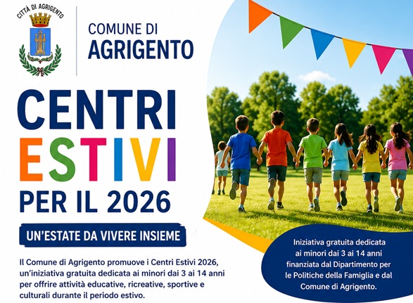Al momento stai visualizzando Apertura delle iscrizioni per i centri estivi 2026 ad Agrigento: partecipa a “Un’estate da vivere insieme”