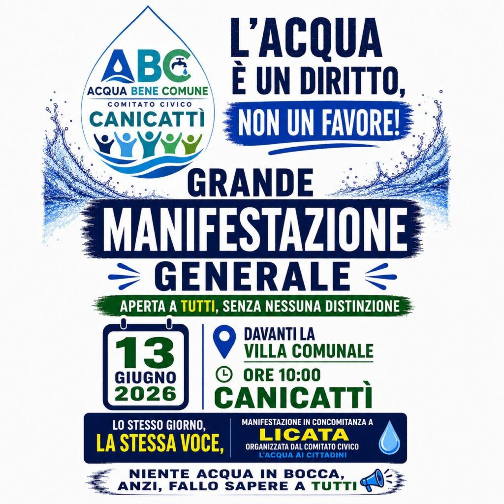 Al momento stai visualizzando Canicattì, il comitato Acqua Bene Comune si fa portavoce dei cittadini