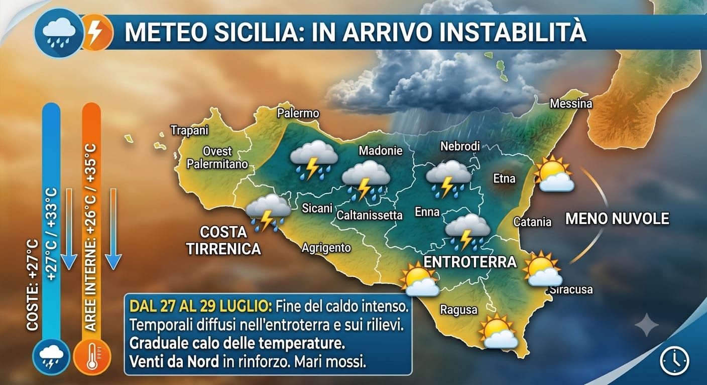 Al momento stai visualizzando Agrigento – Meteo, Sicilia: oggi instabilità atmosferica con rovesci e temporali