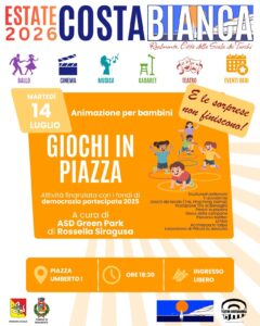 Scopri di più sull'articolo Agrigento – Estate Costabianca 2026: a Realmonte arriva “Giochi in Piazza”, un pomeriggio dedicato ai bambini