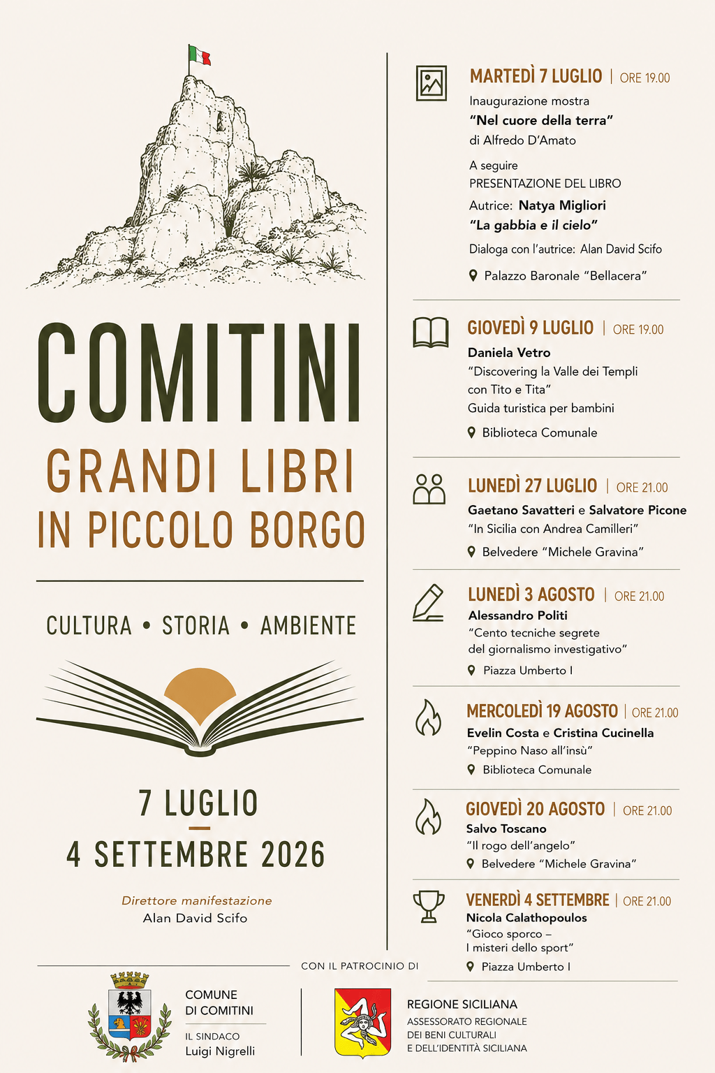 Al momento stai visualizzando Comitini si illumina d’estate con la rassegna letteraria “Grandi Libri