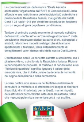 Al momento stai visualizzando Agrigento – ANPI Campobello di Licata: nessuno può sminuire le iniziative antifasciste