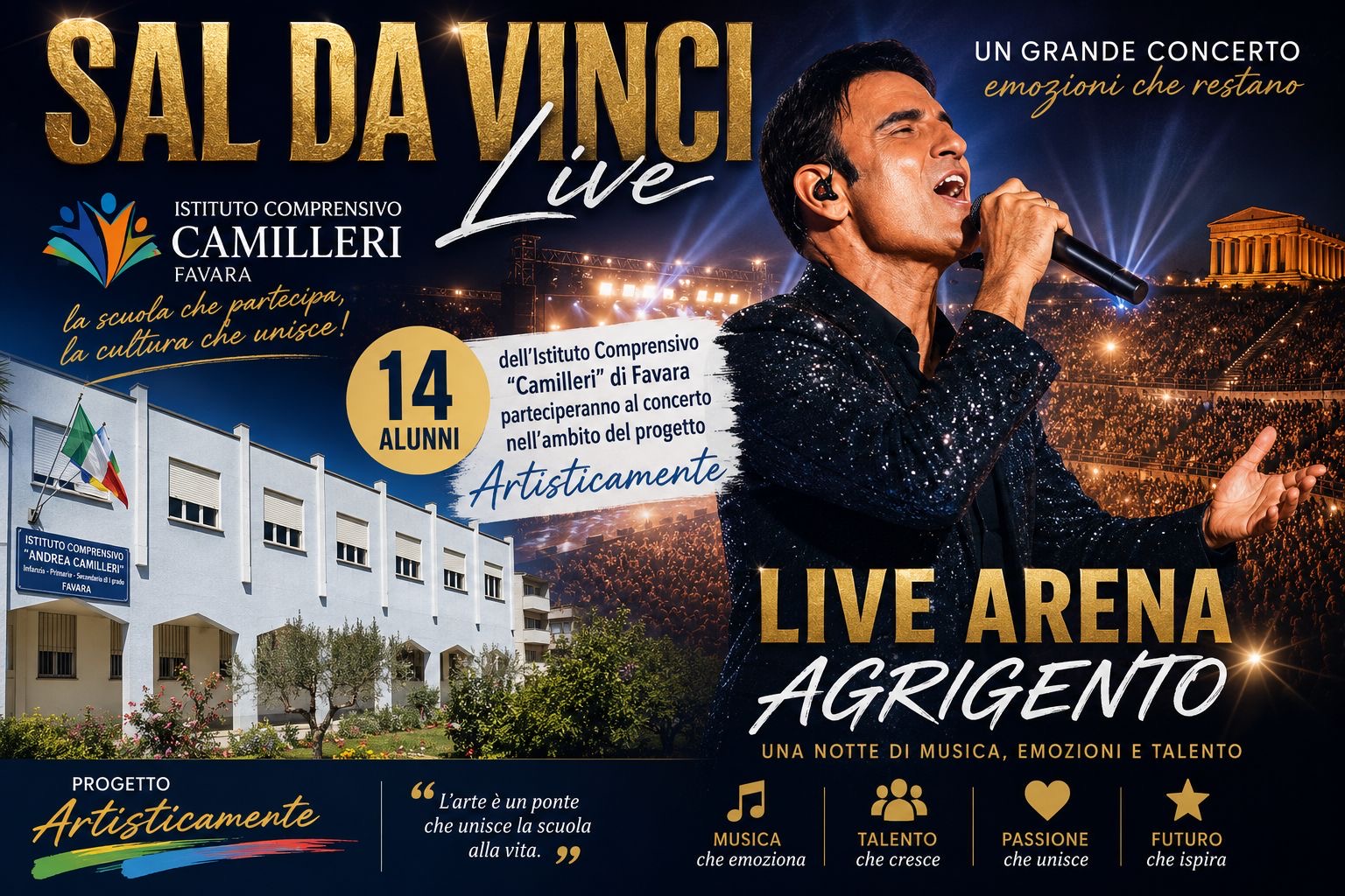 Al momento stai visualizzando Agrigento – Una delegazione di alunni dell’I.C. “A. Camilleri” di Favara al concerto di Sal Da Vinci