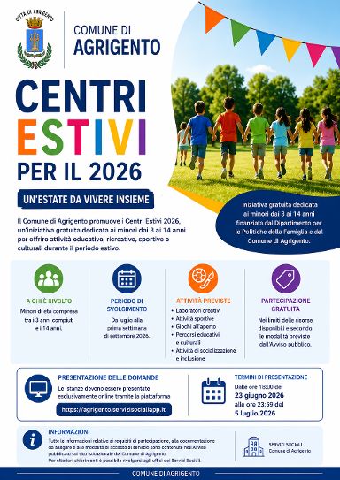 Al momento stai visualizzando Agrigento, centri estivi: oltre 400 richieste per soli 200 posti disponibili