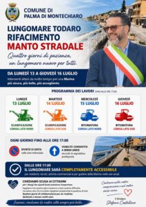 Scopri di più sull'articolo Agrigento – Palma, quattro giorni di lavori sul lungomare. Castellino: “Qualche disagio, ma ne vale la pena”