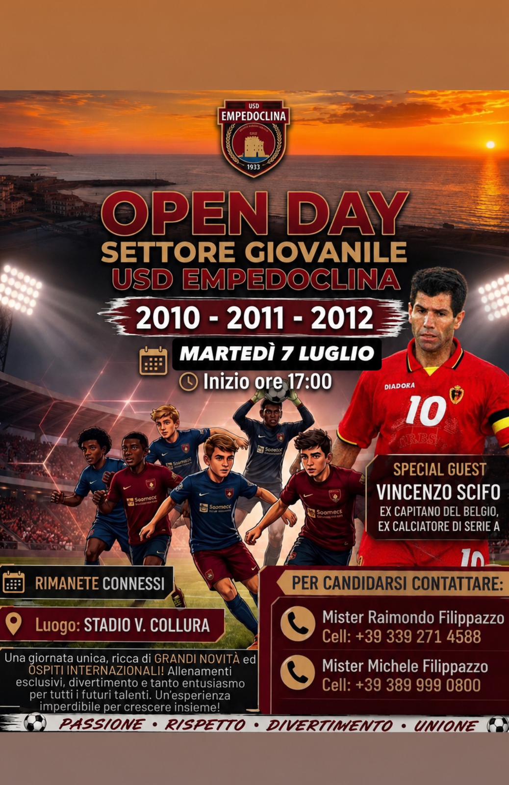 Al momento stai visualizzando Enzo Scifo protagonista di uno stage giovanile a Empedoclina