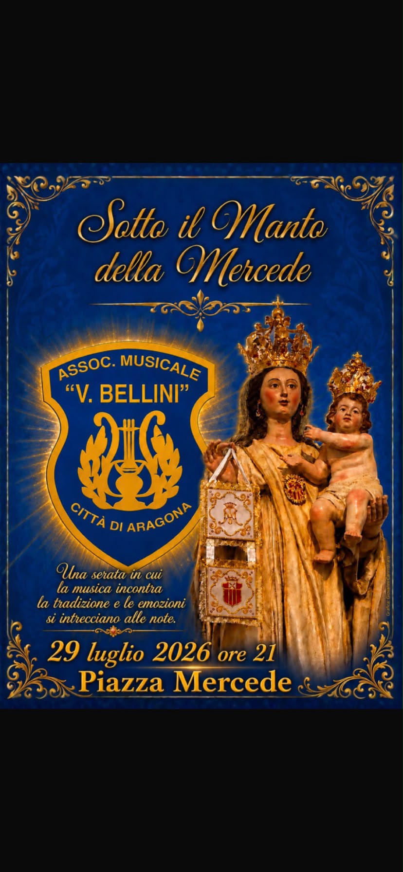 Al momento stai visualizzando Agrigento – Aragona, concerto stasera della banda Bellini in onore della Madonna della Mercede