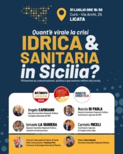 Scopri di più sull'articolo Agrigento – Quant’è virale la crisi idrica e sanitaria in Sicilia. A Licata incontro dibattito con Cambiano, Di Paola, La Vardera, Miceli ed il professore Pira