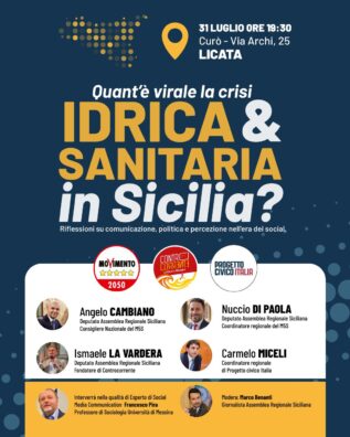 Al momento stai visualizzando Agrigento – Quant’è virale la crisi idrica e sanitaria in Sicilia. A Licata incontro dibattito con Cambiano, Di Paola, La Vardera, Miceli ed il professore Pira