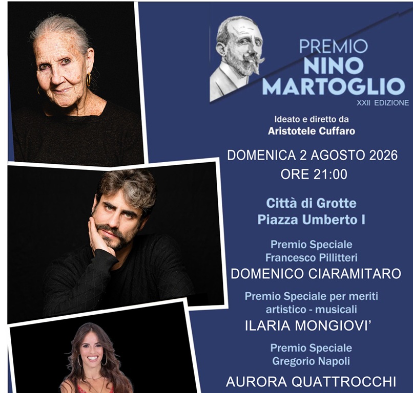 Scopri di più sull'articolo Agrigento – Premio “Nino Martoglio” XXIII edizione: Domenico Ciaramitaro, Ilaria Mongiovì e Aurora Quattrocchi i protagonisti