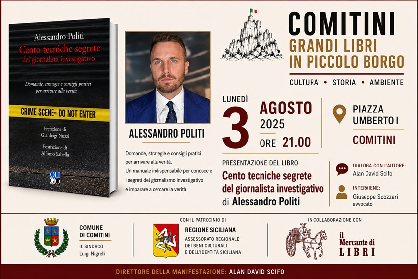 Al momento stai visualizzando Agrigento – Comitini, arriva il giornalista Alessandro Politi con il suo “Cento tecniche del giornalismo investigativo”