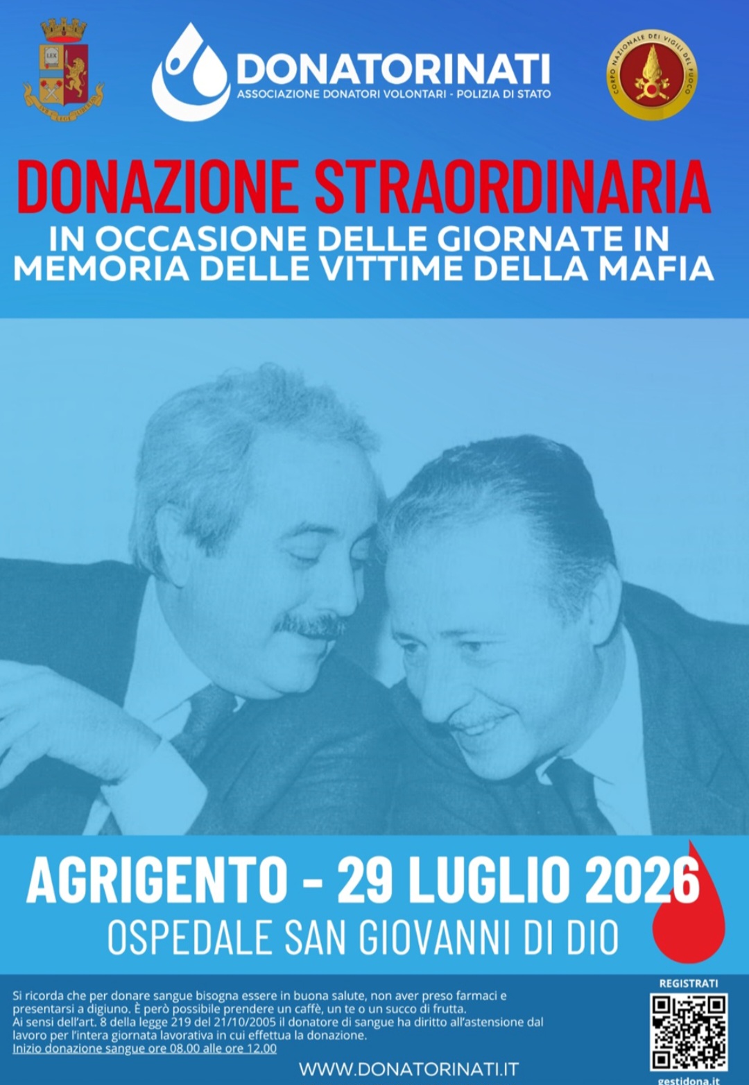 Al momento stai visualizzando Agrigento – DonatoriNati – Raccolta straordinaria di sangue in occasione delle giornate in memoria delle vittime della mafia