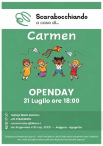 Scopri di più sull'articolo Agrigento – Aragona, il 31 luglio apre le porte il nuovo nido di famiglia “Scarabocchiando a casa di… Carmen”
