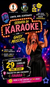 Scopri di più sull'articolo Agrigento – A Favara una serata di karaoke con mattatrice la docente e attrice Giusy Moscato