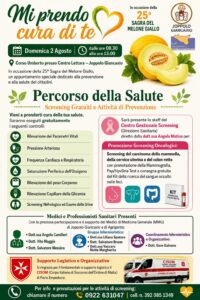 Scopri di più sull'articolo Agrigento – Joppolo Giancaxio, l’ASP porta il “Percorso della Salute” alla Sagra del Melone Giallo: screening e controlli gratuiti
