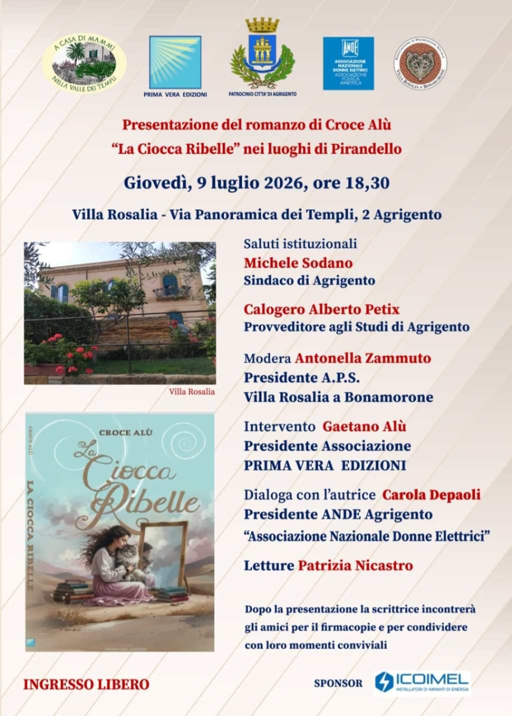 Al momento stai visualizzando All’ex casa Portolano, presentazione del romanzo “La Ciocca Ribelle” di Croce Alù