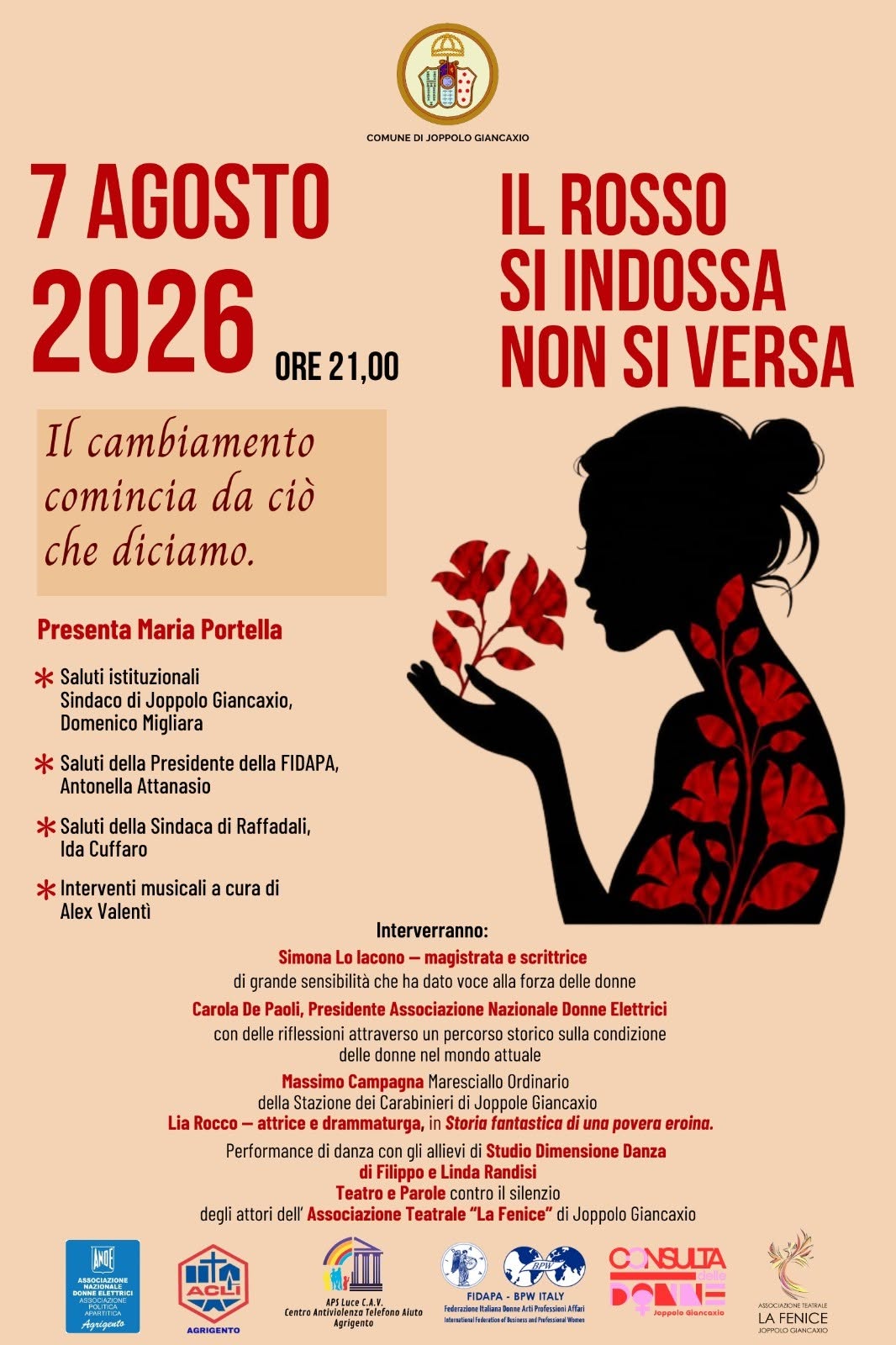 Al momento stai visualizzando Agrigento – Il messaggio di Joppolo Giancaxio: “Il rosso si indossa, non si versa”