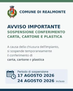 Scopri di più sull'articolo Agrigento – A Realmonte stop alla raccolta di carta, cartone e plastica per 7 giorni