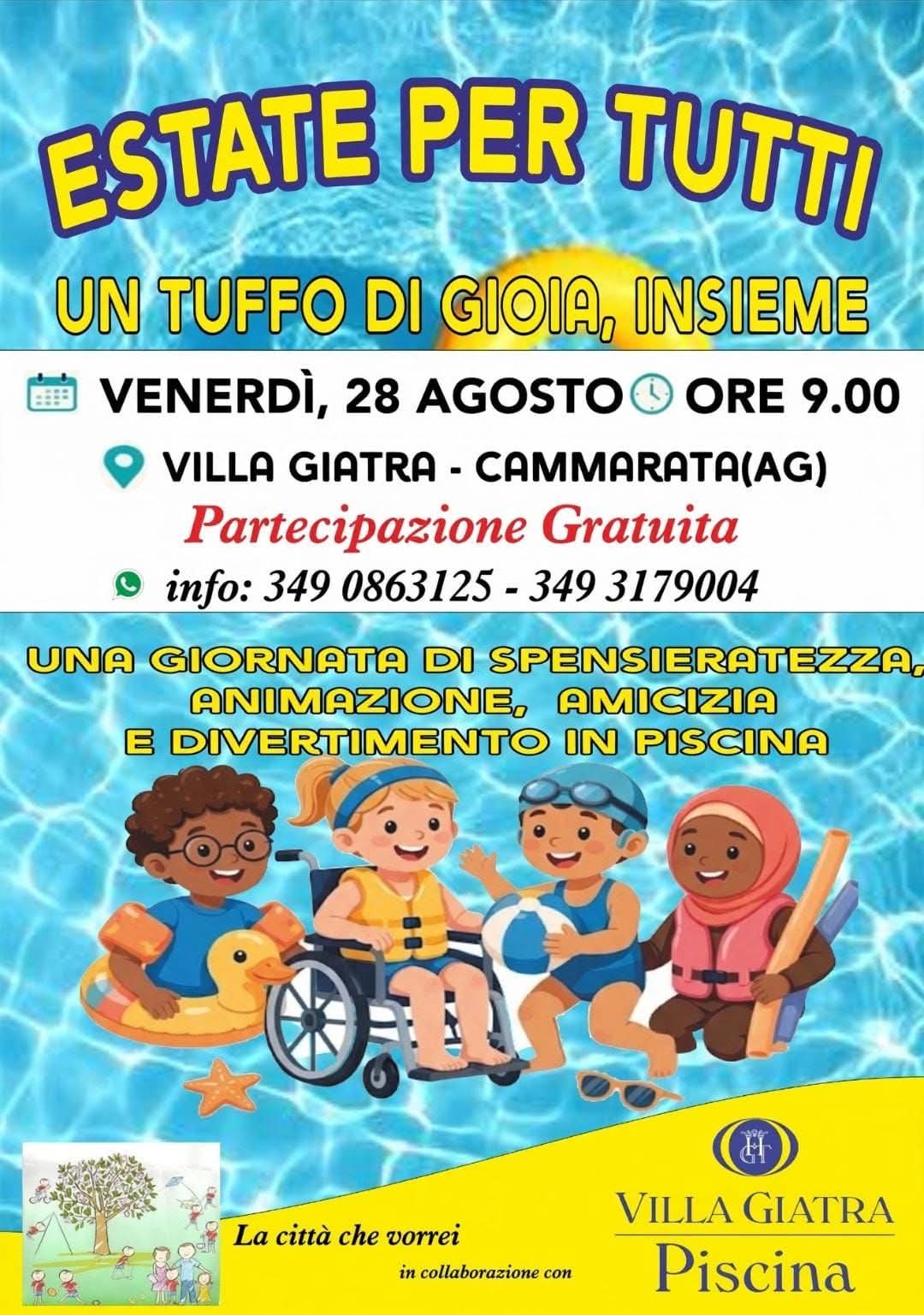 Al momento stai visualizzando Agrigento – Cammarata, una giornata in piscina gratuita per tutti i ragazzi a Villa Giatra