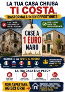 Scopri di più sull'articolo Agrigento – Naro,  “Case a 1 Euro”: l’assessore Di Gerlando invita i proprietari a non lasciare chiuse le case abbandonate