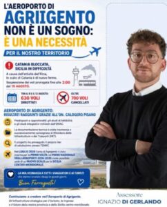 Scopri di più sull'articolo Naro, l’assessore Di Gerlando: «L’aeroporto ad Agrigento non è un sogno, è una necessità. La crisi di Catania lo dimostra»