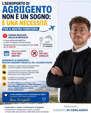 Al momento stai visualizzando Naro, l’assessore Di Gerlando: «L’aeroporto ad Agrigento non è un sogno, è una necessità. La crisi di Catania lo dimostra»