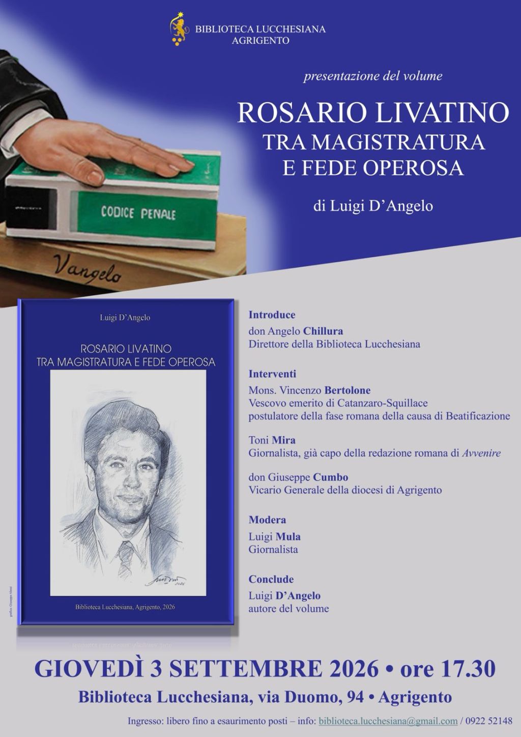 Al momento stai visualizzando Agrigento – Livatino, il 3 settembre si presenta il libro del magistrato Luigi D’Angelo 
